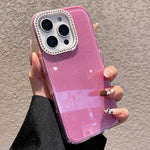 Custodia per telefono a tinta unita con glitter e strass., For iPhone 16 Pro Max, For iPhone 16 Pro
