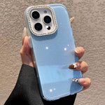 Custodia per telefono a tinta unita con glitter e strass., For iPhone 16 Pro Max, For iPhone 16 Pro