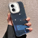 Custodia per telefono a tinta unita con glitter e strass., For iPhone 16 Plus, For iPhone 16