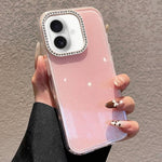 Custodia per telefono a tinta unita con glitter e strass., For iPhone 16 Plus, For iPhone 16
