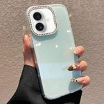 Custodia per telefono a tinta unita con glitter e strass., For iPhone 16 Plus, For iPhone 16