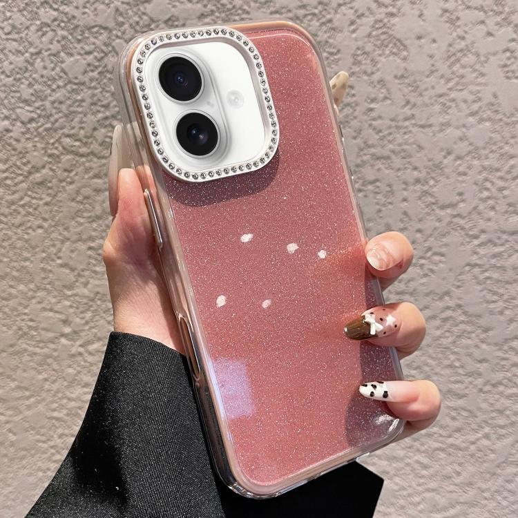 Custodia per telefono a tinta unita con glitter e strass., For iPhone 16 Plus, For iPhone 16