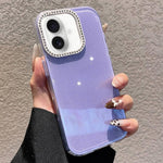 Custodia per telefono a tinta unita con glitter e strass., For iPhone 16 Plus, For iPhone 16