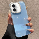 Custodia per telefono a tinta unita con glitter e strass., For iPhone 16 Plus, For iPhone 16