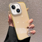 Custodia per telefono a tinta unita con glitter e strass., For iPhone 15 Plus, For iPhone 15