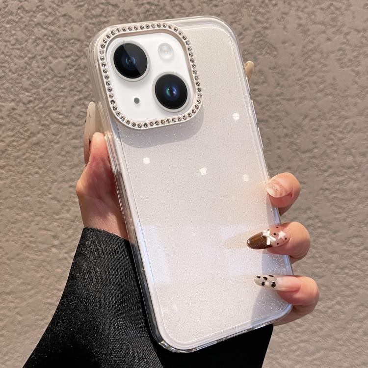 Custodia per telefono a tinta unita con glitter e strass., For iPhone 15 Plus, For iPhone 15