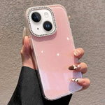 Custodia per telefono a tinta unita con glitter e strass., For iPhone 15 Plus, For iPhone 15