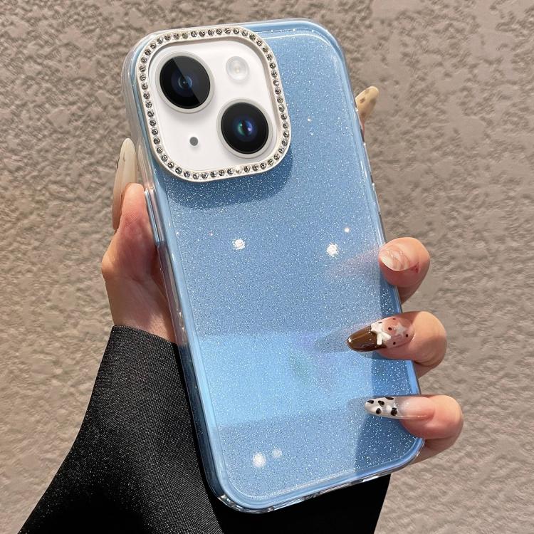 Custodia per telefono a tinta unita con glitter e strass., For iPhone 15 Plus, For iPhone 15