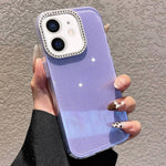 Custodia per telefono a tinta unita con glitter e strass., For iPhone 13, For iPhone 12