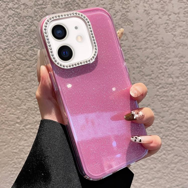 Custodia per telefono a tinta unita con glitter e strass., For iPhone 13, For iPhone 12