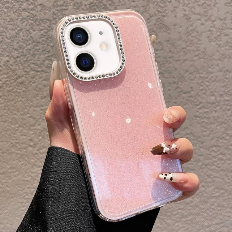 Custodia per telefono a tinta unita con glitter e strass., For iPhone 13, For iPhone 12