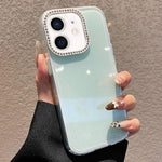 Custodia per telefono a tinta unita con glitter e strass., For iPhone 13, For iPhone 12