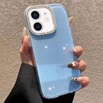 Custodia per telefono a tinta unita con glitter e strass., For iPhone 13, For iPhone 12