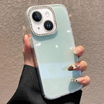 Custodia per telefono a tinta unita con glitter e strass., For iPhone 13, For iPhone 12