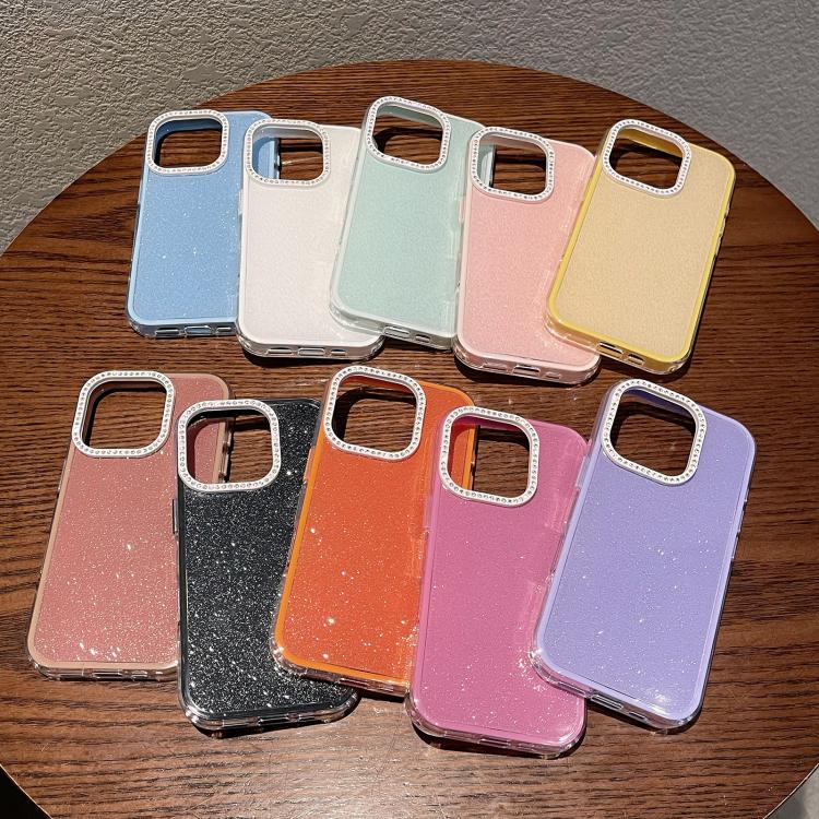 Custodia per telefono a tinta unita con glitter e strass., For iPhone 15 Plus, For iPhone 15