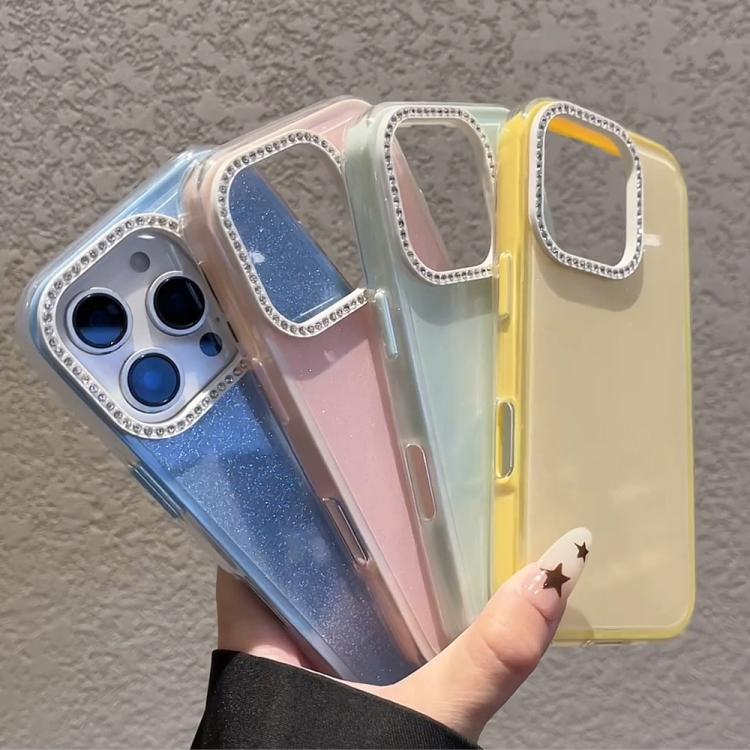 Custodia per telefono a tinta unita con glitter e strass., For iPhone 14 Plus, For iPhone 14