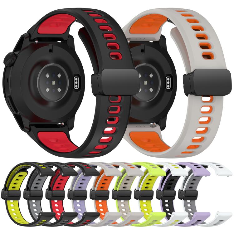 Cinturino per orologio in silicone bicolore con chiusura magnetica pieghevole., 22mm