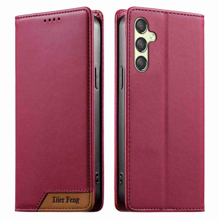 Custodia per telefono Dierfeng in ecopelle con magnete e RFID ad alta resistenza, For Galaxy A25 5G, For Galaxy A24 4G, For Galaxy A14, For Galaxy A34 5G