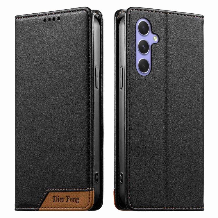 Custodia per telefono Dierfeng in ecopelle con magnete e RFID ad alta resistenza, For Galaxy A54 5G