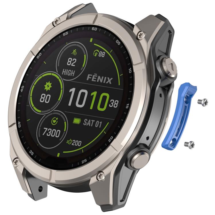 Striscia metallica antiurto per smartwatch, paraurti con protezione completa dei bordi., For Garmin 47mm Size, For Garmin 51mm Size