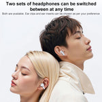 J-Q10 Auricolari 2 in 1 con clip e in-ear, doppia tecnologia ENC (cancellazione del rumore), auricolari Bluetooth true wireless.