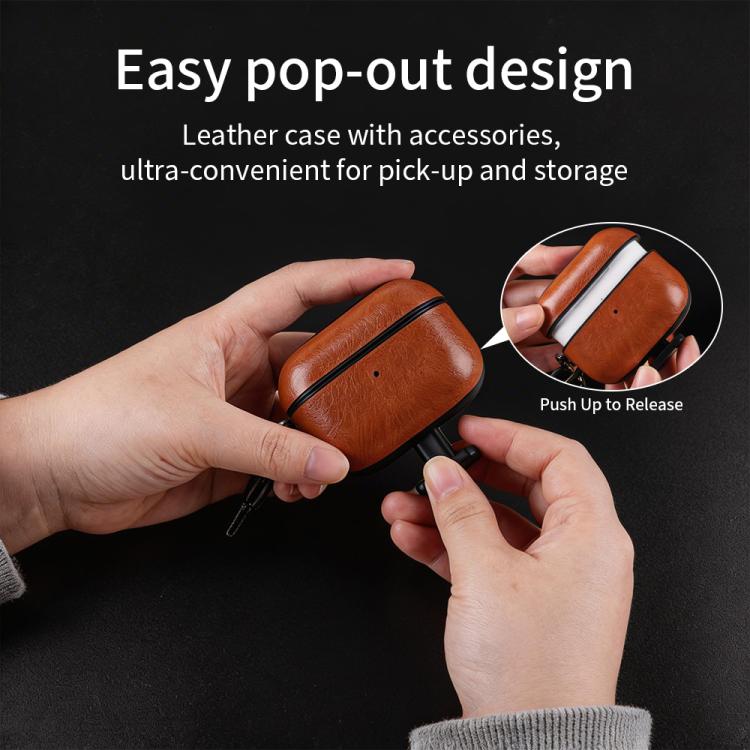 Custodia per auricolari in similpelle PU a due pezzi con gancio e ditale, For AirPods Pro 3, For AirPods 4, For AirPods Pro 2