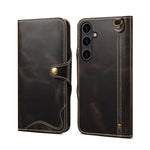Custodia in vera pelle Denor B01 con chiusura magnetica e rivestimento in pelle bovina cerata., For Samsung Galaxy S26+ 5G, For Samsung Galaxy S26 Ultra 5G, For Samsung Galaxy S26 5G
