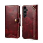 Custodia in vera pelle Denor B01 con chiusura magnetica e rivestimento in pelle bovina cerata., For Samsung Galaxy S26+ 5G, For Samsung Galaxy S26 Ultra 5G, For Samsung Galaxy S26 5G