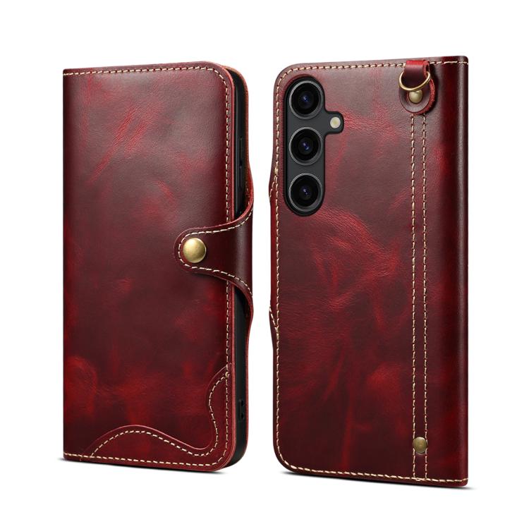 Custodia in vera pelle Denor B01 con chiusura magnetica e rivestimento in pelle bovina cerata., For Samsung Galaxy S26+ 5G, For Samsung Galaxy S26 Ultra 5G, For Samsung Galaxy S26 5G
