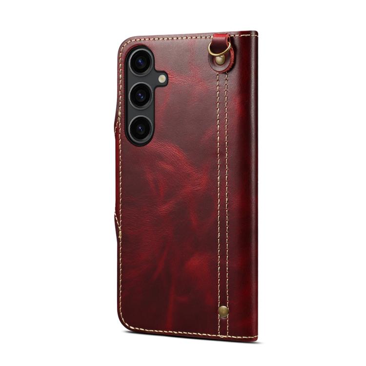 Custodia in vera pelle Denor B01 con chiusura magnetica e rivestimento in pelle bovina cerata., For Samsung Galaxy S26+ 5G, For Samsung Galaxy S26 Ultra 5G, For Samsung Galaxy S26 5G