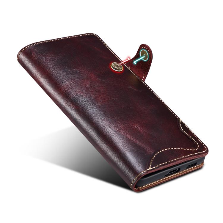 Custodia in vera pelle Denor B01 con chiusura magnetica e rivestimento in pelle bovina cerata., For Samsung Galaxy S26+ 5G, For Samsung Galaxy S26 Ultra 5G, For Samsung Galaxy S26 5G