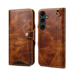 Custodia in vera pelle Denor B01 con chiusura magnetica e rivestimento in pelle bovina cerata., For Samsung Galaxy S26+ 5G, For Samsung Galaxy S26 Ultra 5G, For Samsung Galaxy S26 5G