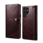 Custodia in vera pelle Denor B01 con chiusura magnetica e rivestimento in pelle bovina cerata., For Samsung Galaxy S26+ 5G, For Samsung Galaxy S26 Ultra 5G, For Samsung Galaxy S26 5G