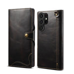 Custodia in vera pelle Denor B01 con chiusura magnetica e rivestimento in pelle bovina cerata., For Samsung Galaxy S26+ 5G, For Samsung Galaxy S26 Ultra 5G, For Samsung Galaxy S26 5G