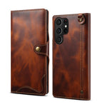 Custodia in vera pelle Denor B01 con chiusura magnetica e rivestimento in pelle bovina cerata., For Samsung Galaxy S26+ 5G, For Samsung Galaxy S26 Ultra 5G, For Samsung Galaxy S26 5G