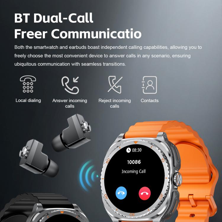 Orologio sportivo intelligente GT99 2 in 1 con display da 1,53 pollici e auricolari Bluetooth TWS.