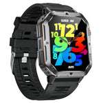 Smartwatch MT62 con display IPS da 2,01 pollici, batteria da 1000 mAh e torcia, ideale per avventure all'aria aperta.