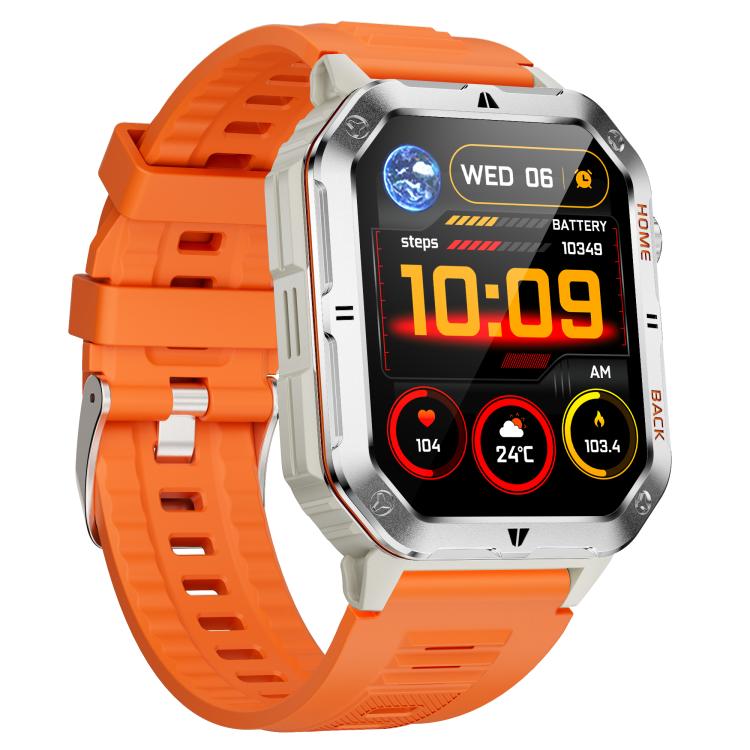 Smartwatch MT62 con display IPS da 2,01 pollici, batteria da 1000 mAh e torcia, ideale per avventure all'aria aperta.
