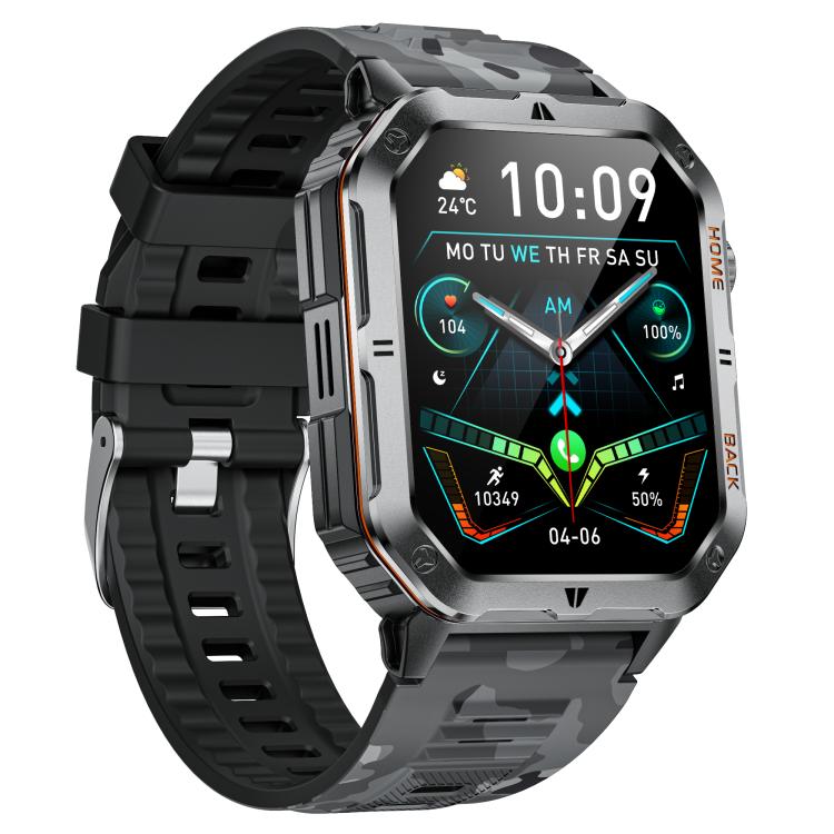 Smartwatch MT62 con display IPS da 2,01 pollici, batteria da 1000 mAh e torcia, ideale per avventure all'aria aperta.