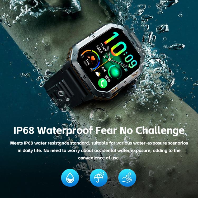 Smartwatch MT62 con display IPS da 2,01 pollici, batteria da 1000 mAh e torcia, ideale per avventure all'aria aperta.