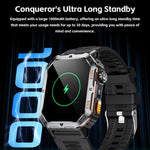 Smartwatch MT62 con display IPS da 2,01 pollici, batteria da 1000 mAh e torcia, ideale per avventure all'aria aperta.
