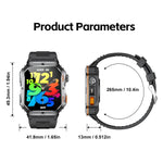 Smartwatch MT62 con display IPS da 2,01 pollici, batteria da 1000 mAh e torcia, ideale per avventure all'aria aperta.