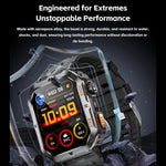 Smartwatch MT62 con display IPS da 2,01 pollici, batteria da 1000 mAh e torcia, ideale per avventure all'aria aperta.