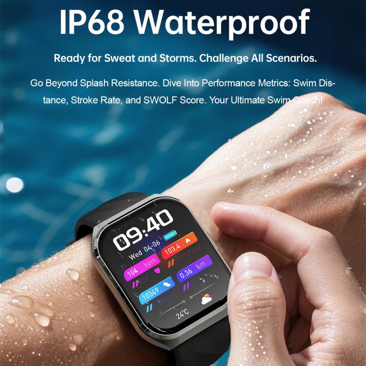 Smartwatch MT66 con schermo curvo IPS da 1,83 pollici e batteria da 1000 mAh.