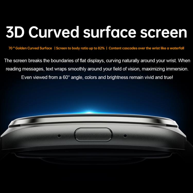 Smartwatch MT66 con schermo curvo IPS da 1,83 pollici e batteria da 1000 mAh.