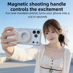 Supporto magnetico per smartphone con impugnatura ergonomica e attacco a scatto., Single Grip, With Fill Light
