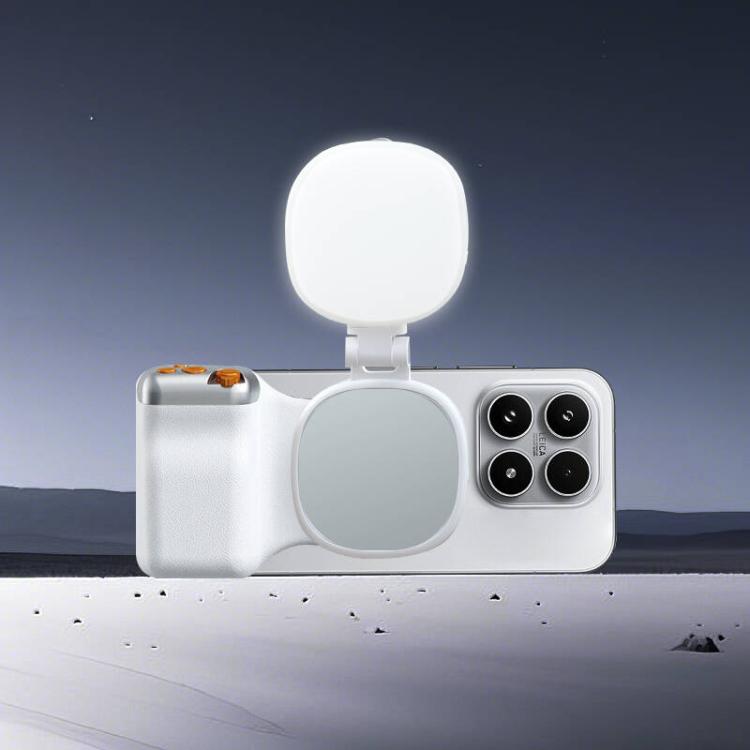 Supporto magnetico per smartphone con impugnatura ergonomica e attacco a scatto., Single Grip, With Fill Light