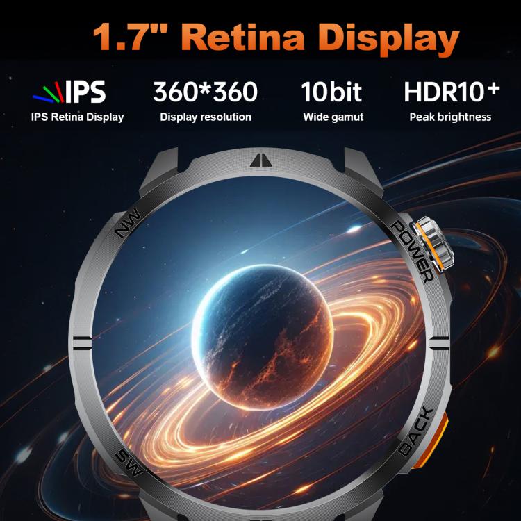 Smartwatch MT68 per avventure all'aria aperta con display IPS da 1,7 pollici, batteria da 1000 mAh e torcia.