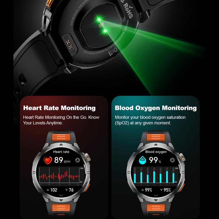Smartwatch MT68 per avventure all'aria aperta con display IPS da 1,7 pollici, batteria da 1000 mAh e torcia.