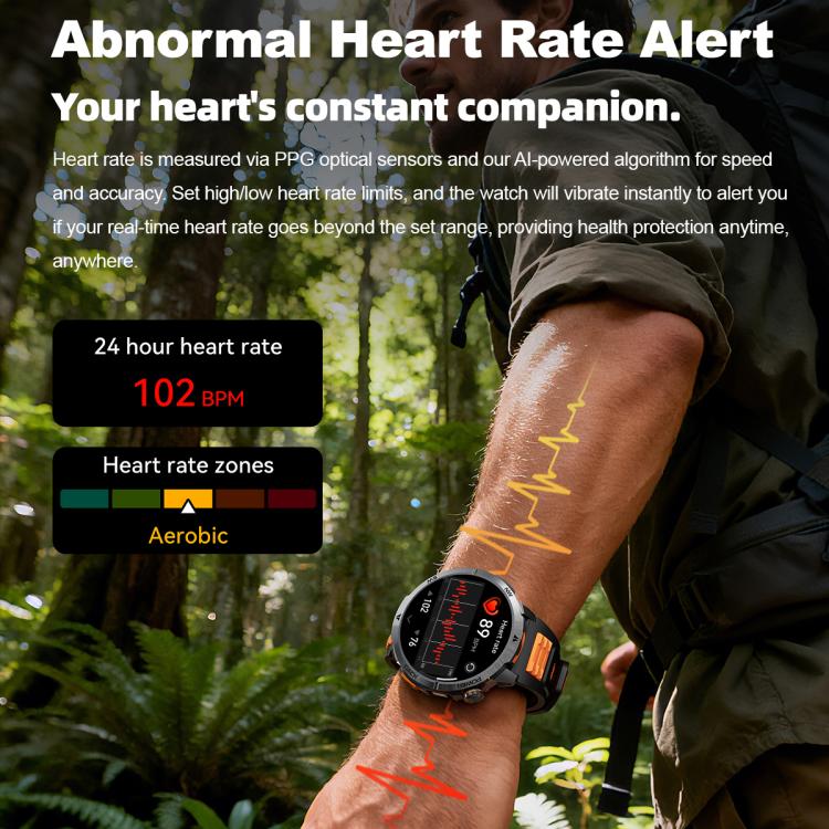 Smartwatch MT68 per avventure all'aria aperta con display IPS da 1,7 pollici, batteria da 1000 mAh e torcia.